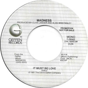 Madness - It Must Be Love (7", Single, Mono, Promo, US)